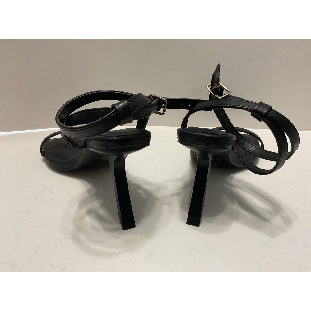 Qupid Anessa-01 Black Strappy Square Toe Stiletto Heel Sandals Womens Size 6 NEW - Picture 4 of 10